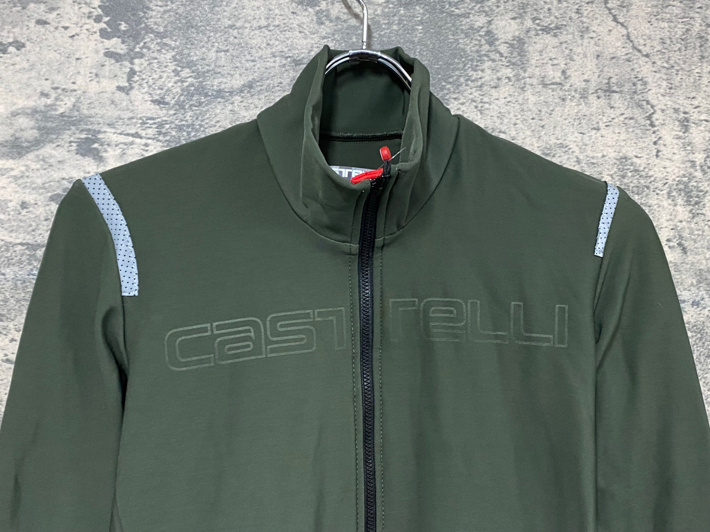 IZ059 カステリ CASTELLI 長袖 サイクルジャージ 緑 L 裏起毛 ※起毛擦