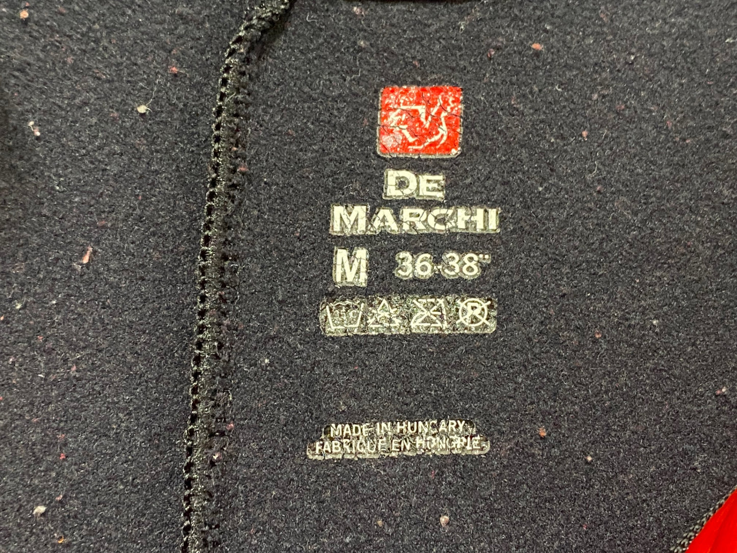 IZ548 デマルキ De Marchi 長袖サイクルジャージ 赤黒 M 裏起毛 ロゴ剥げ