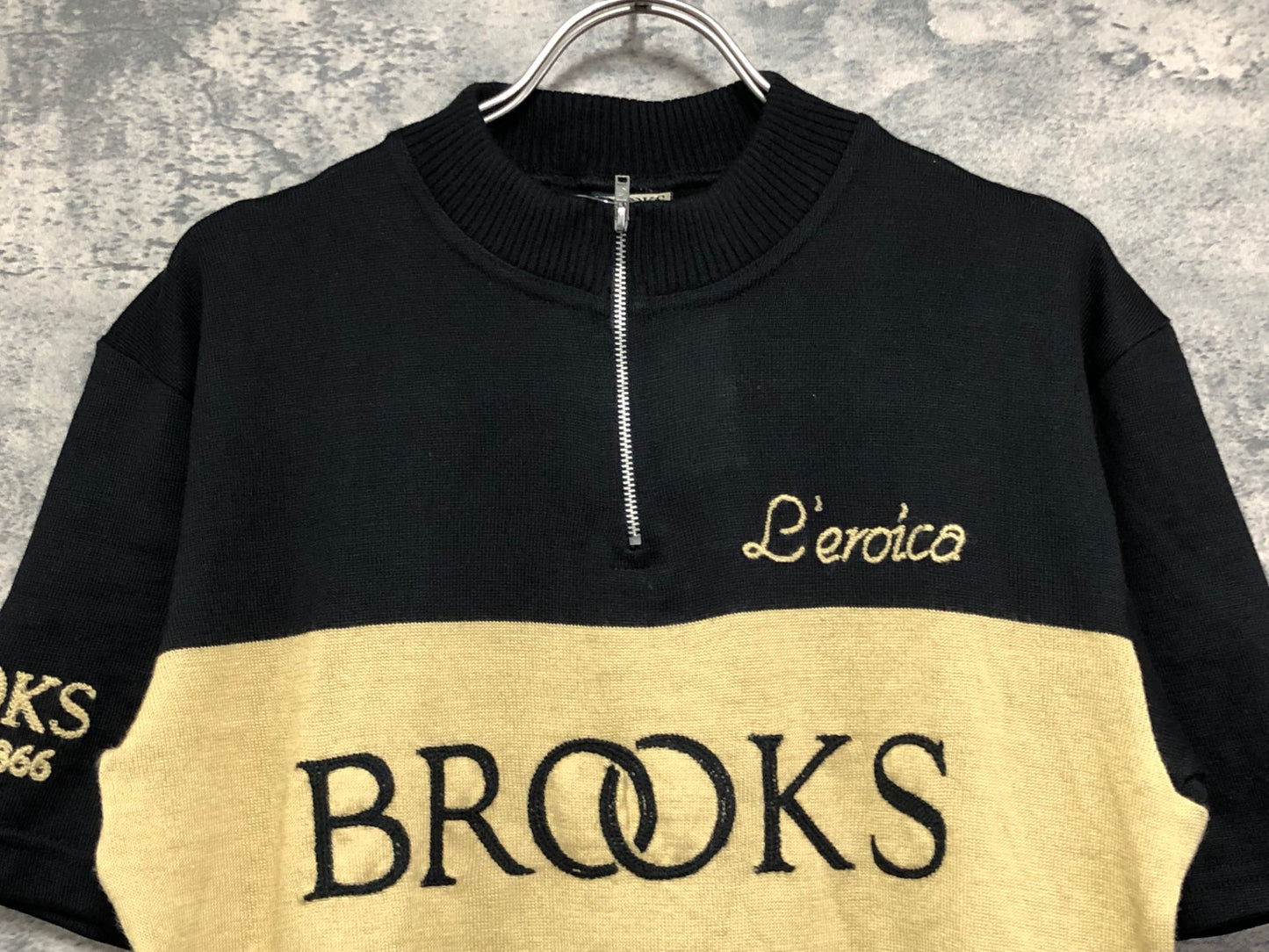 IX733 ブルックス BROOKS Eroica 半袖 サイクルジャージ ウール 黒 S ハーフジップ