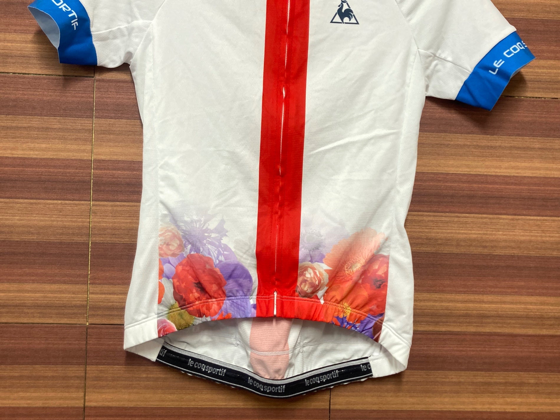 HS061 ルコックスポルティフ le coq sportif 半袖 サイクルジャージ 白青赤 M