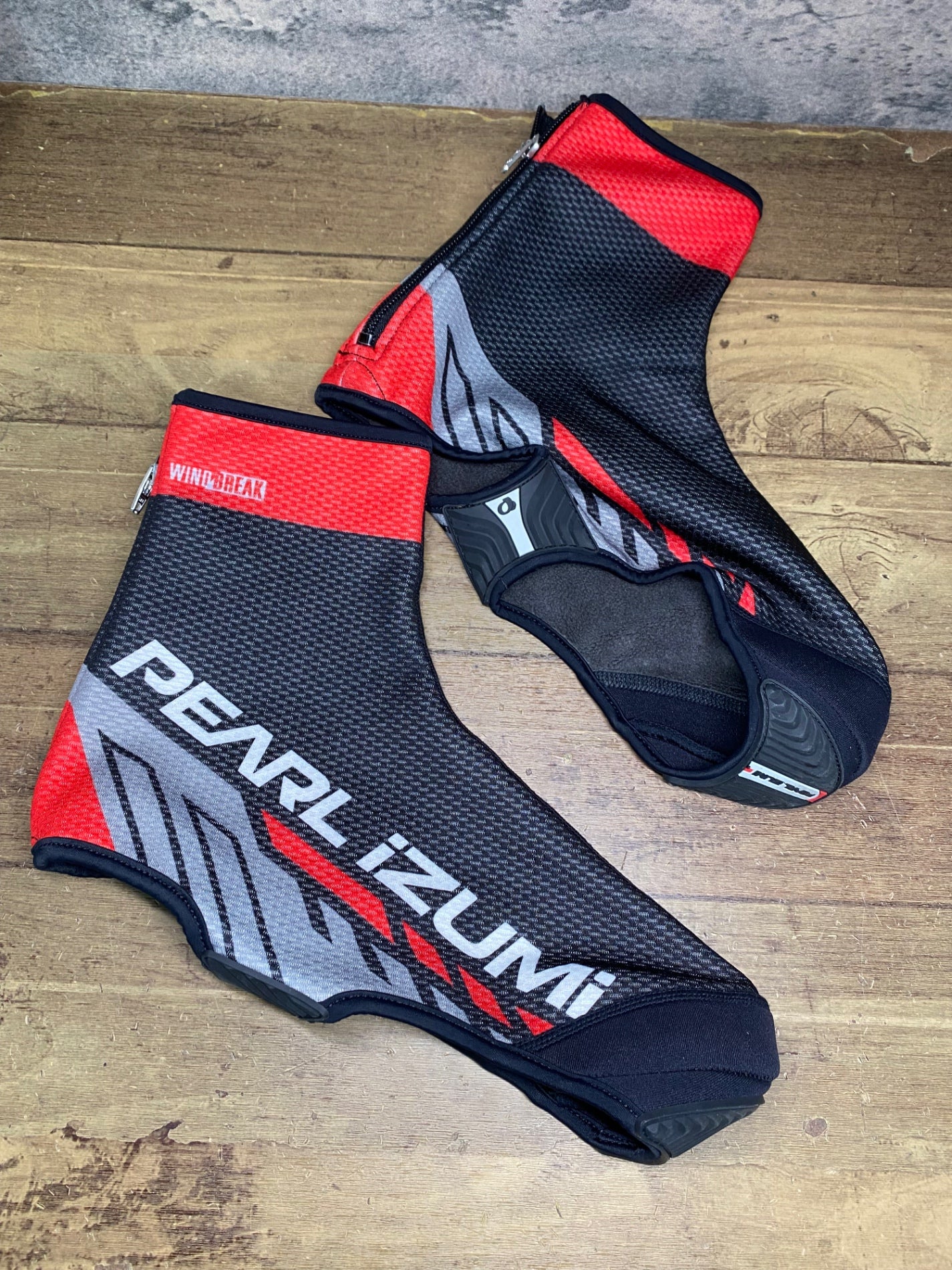 JB348 パールイズミ PEARL iZUMi シューズカバー 黒 赤 L 裏起毛 WINDBREAK