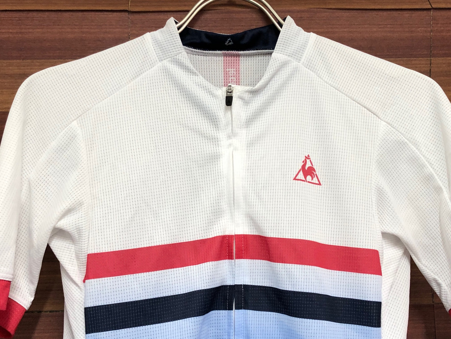 IR908 ルコックスポルティフ le coq sportif 半袖 サイクルジャージ 白 青 L