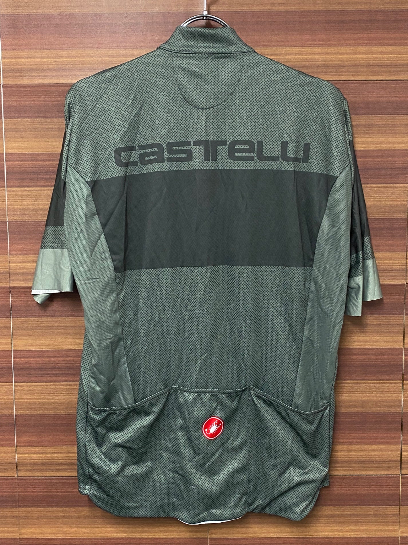 IR535 カステリ CASTELLI 半袖 サイクルジャージ 緑グレー XL