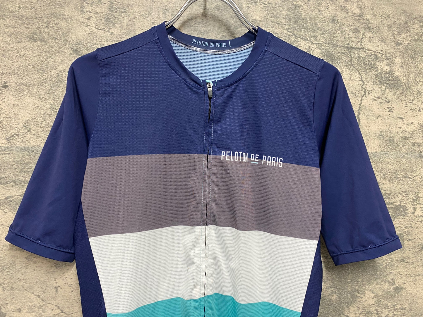 JA880 プロトンドパリ Peloton de Paris 半袖 サイクルジャージ ネイビー L ※汚れあり