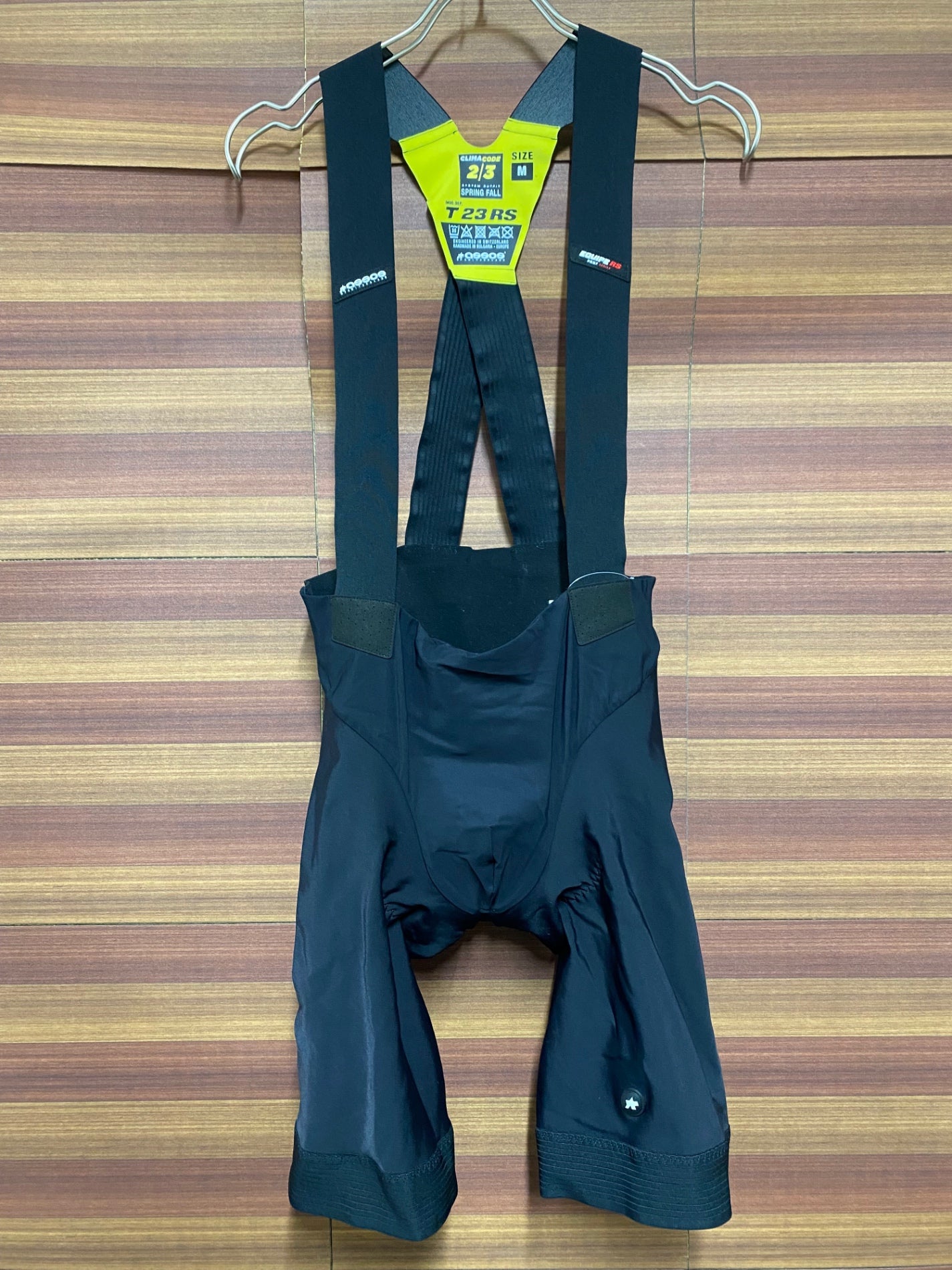 IT808 アソス assos EQUIPE RS SPRING FALL BIB SHORTS S9 ビブショーツ 黒 黄 M 裏起毛 CLIMA CODE 2/3 ※パッド内側汚れ