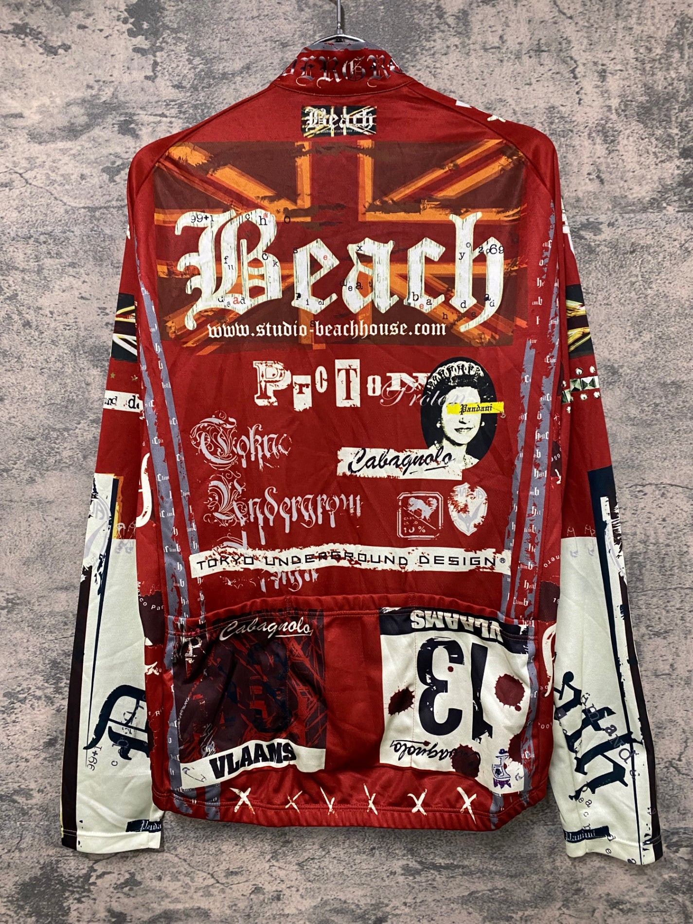 IY634 パンダーニ Pandani 長袖 サイクルジャージ 赤 白 L