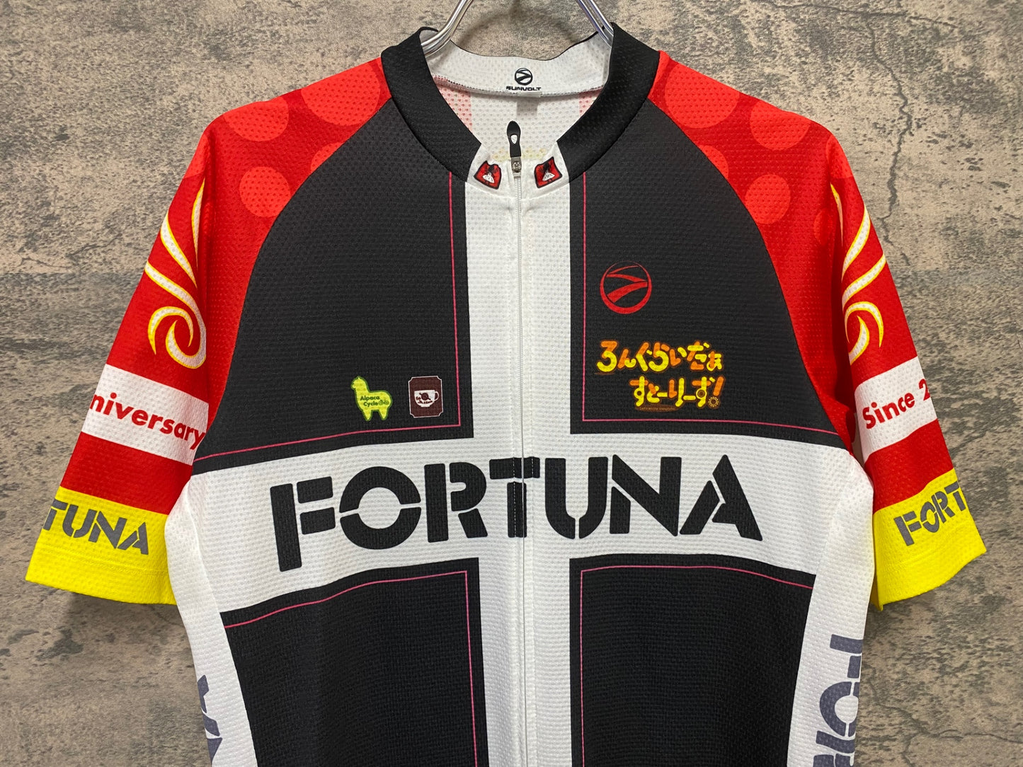 JB662 サンボルト SUNVOLT 半袖 サイクルジャージ 黒 赤 総柄 XL ろんぐらいだぁ すとーりーず