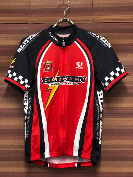 IS115 パールイズミ PEARL iZUMi 半袖 サイクルジャージ 黒 赤 S 宇都宮ブリッツェン