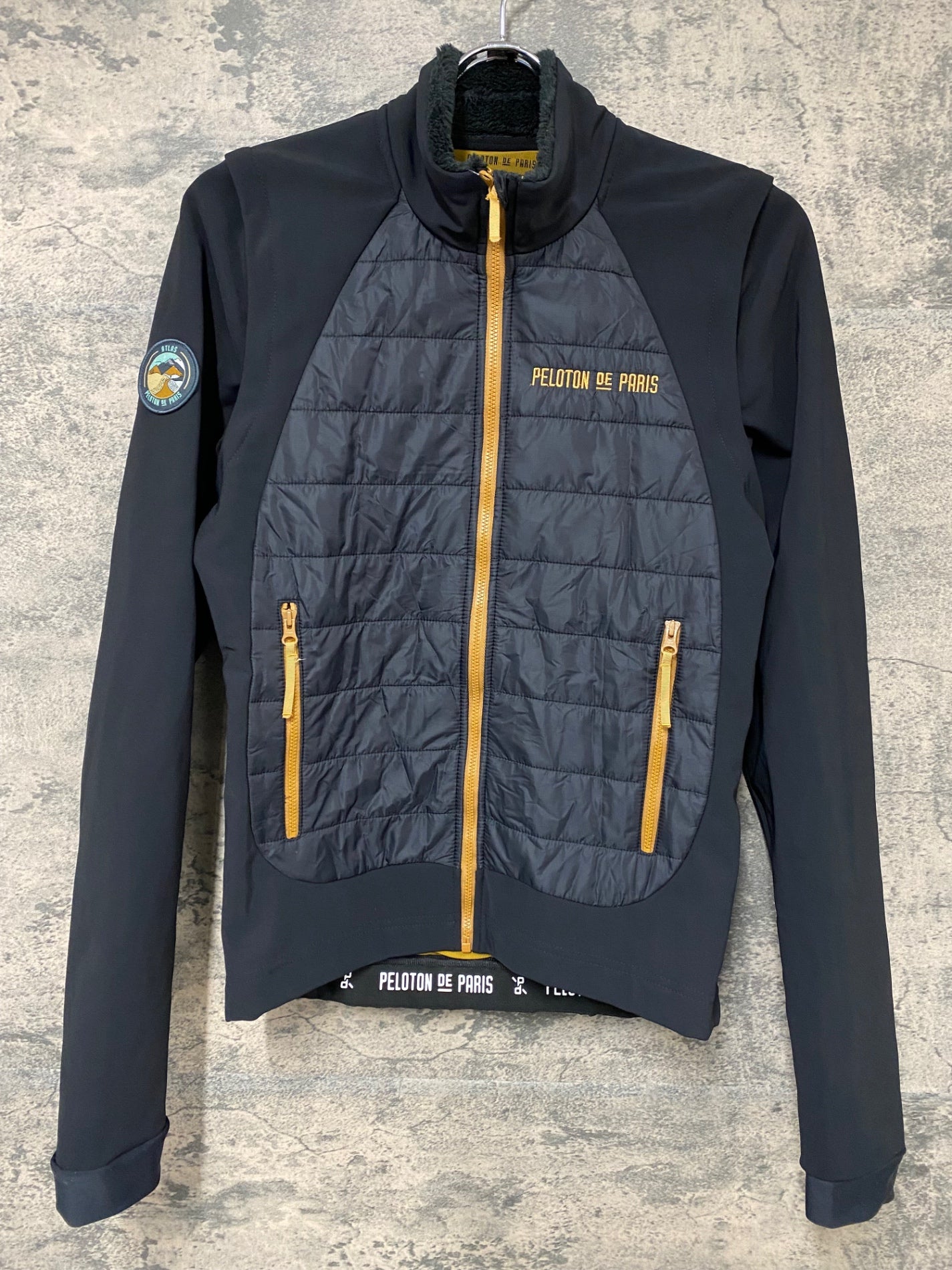 JB506 プロトンドパリ PELOTON DE PARIS Atlas Puffy Jcket ＆ gilet サイクルベスト ジレ 黒 S 裏起毛