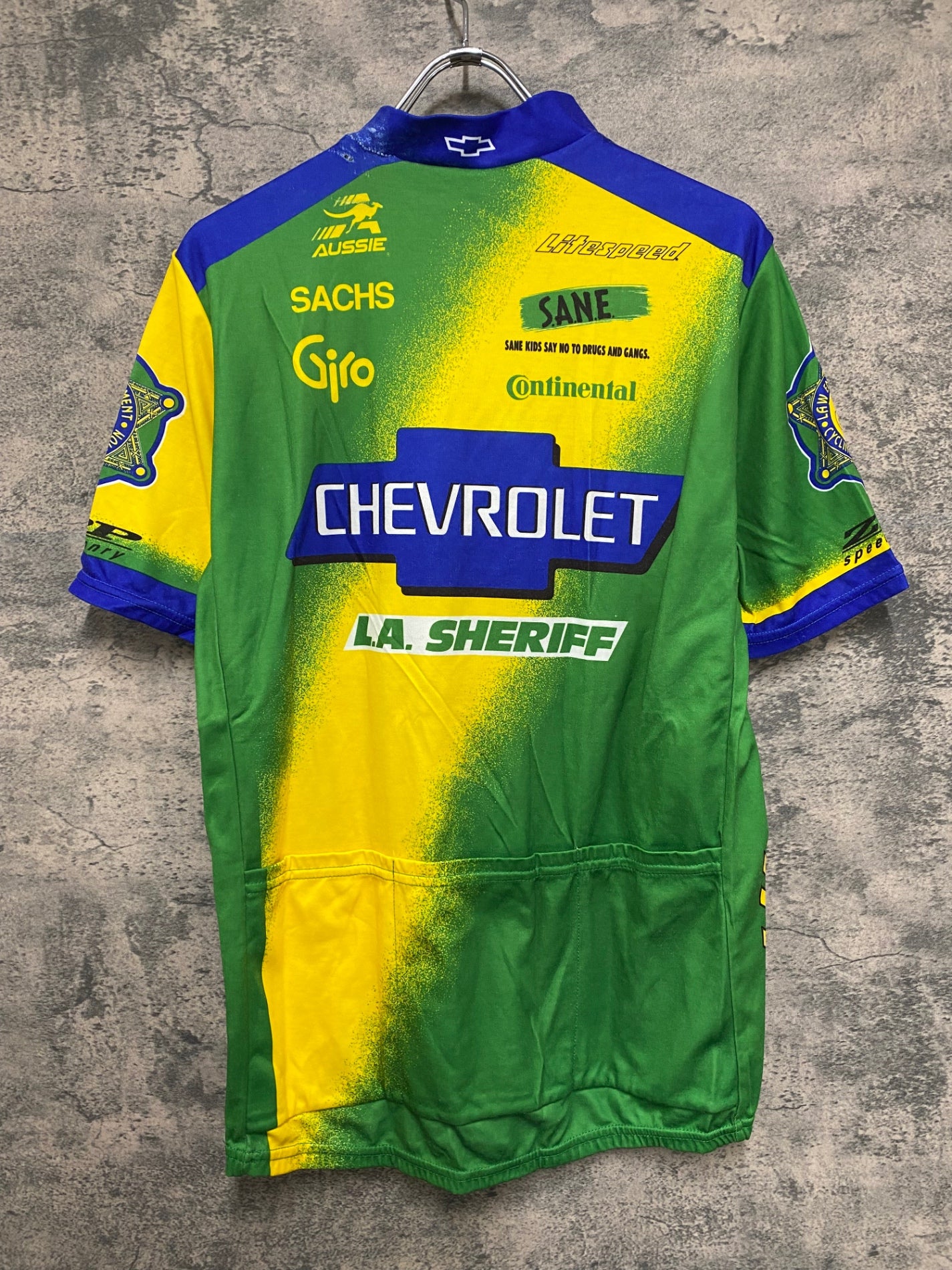 IM320 AUSSIE 半袖 サイクルジャージ 緑 黄 青 L ハーフジップ CHEVROLET