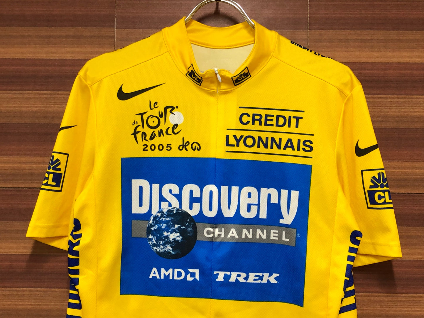 IH729 ナイキ NIKE 半袖 サイクルジャージ 黃 L Discovery CHANNEL ツール・ド・フランス 2005