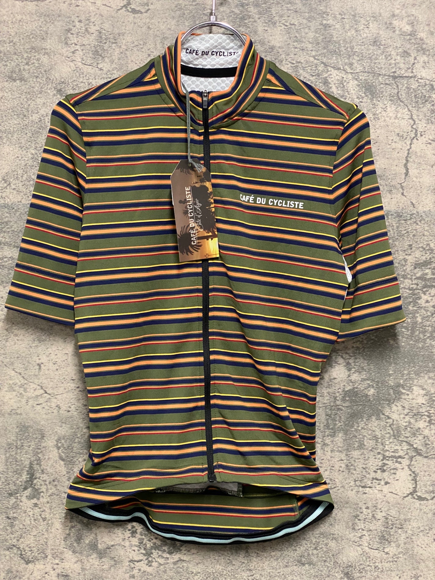 JB505 カフェドシクリステ Cafe du Cycliste FRANCINE Man 半袖 サイクルジャージ カーキ オレンジ 総柄 XS