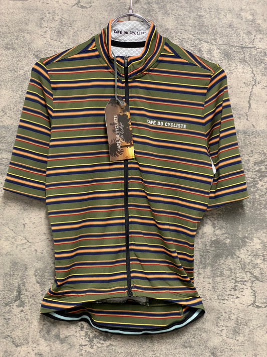 JB505 カフェドシクリステ Cafe du Cycliste FRANCINE Man 半袖 サイクルジャージ カーキ オレンジ 総柄 XS