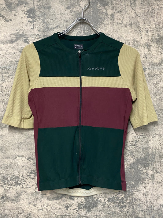 IZ142 イザドア Isadore 半袖 サイクルジャージ カーキ バーガンディ S