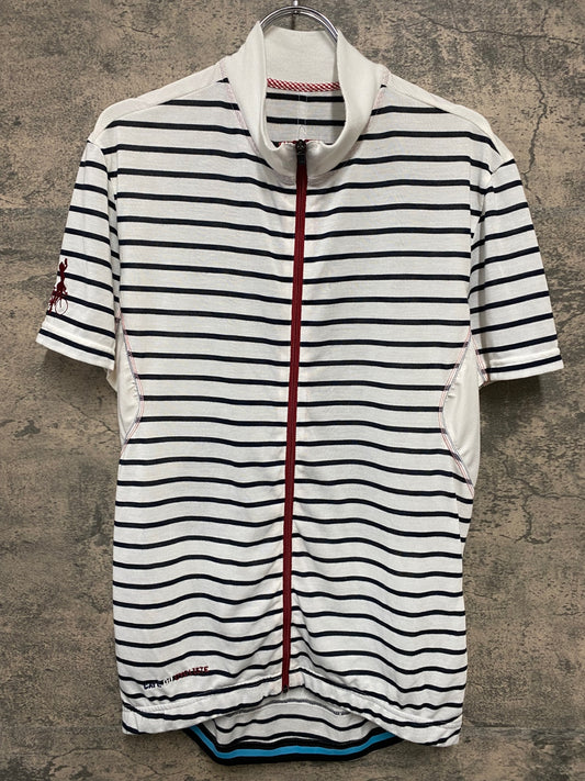 JB766 カフェドシクリステ CAFE DU CYCLISTE 半袖 サイクルジャージ 白紺 ボーダー L