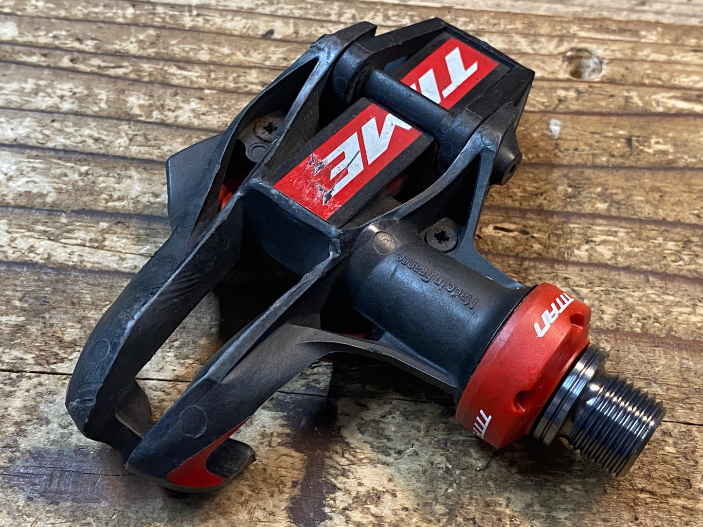 GH145 タイム TIME エクスプレッソ expresso 12 ビンディングペダル 黒赤 チタン ※踏み面削れ ゴリ感大