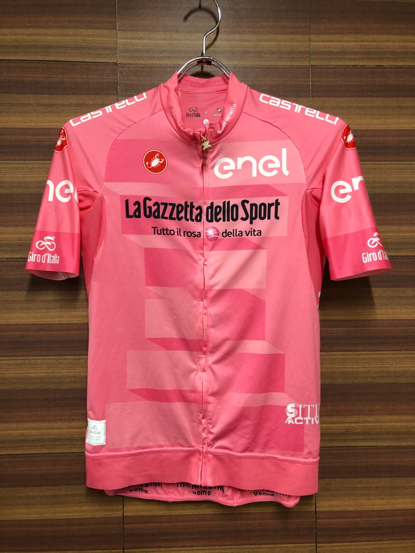 IK416 カステリ CASTELLI 半袖 サイクルジャージ ピンク M Giro d'Italia ※ほつれ