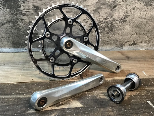 IO667 TA CARMINA 50/34 167.5mm アルミ クランクセット TA純正チタンシャフトBB付き シャフト径実測Φ17 BSAネジ