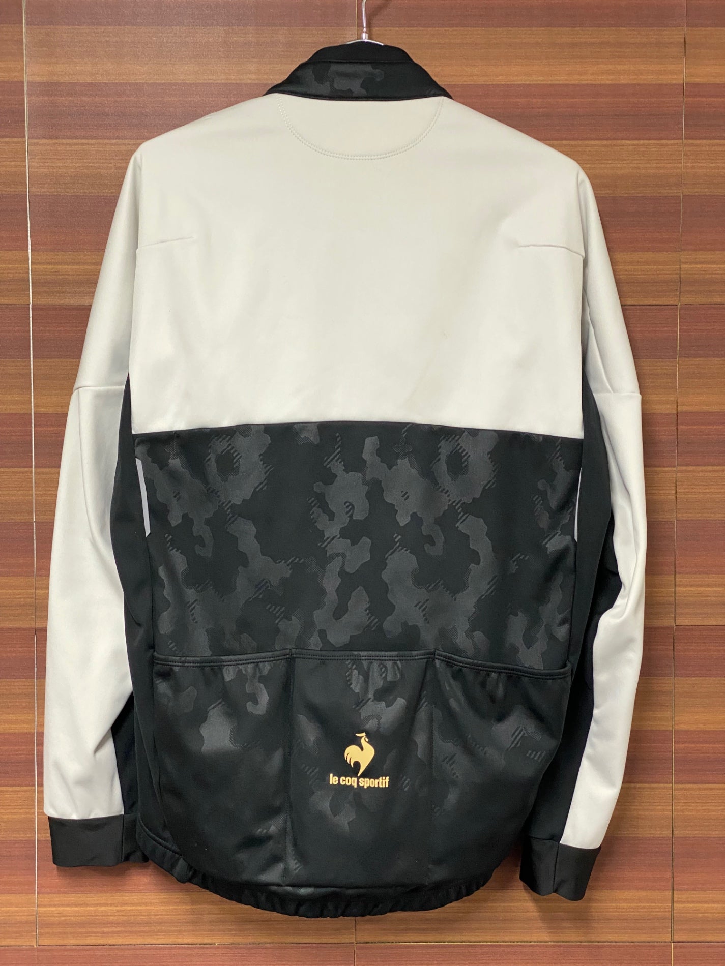 IO239 ルコックスポルティフ le coq sportif  長袖サイクルジャケット 白黒 L 裏起毛 防風