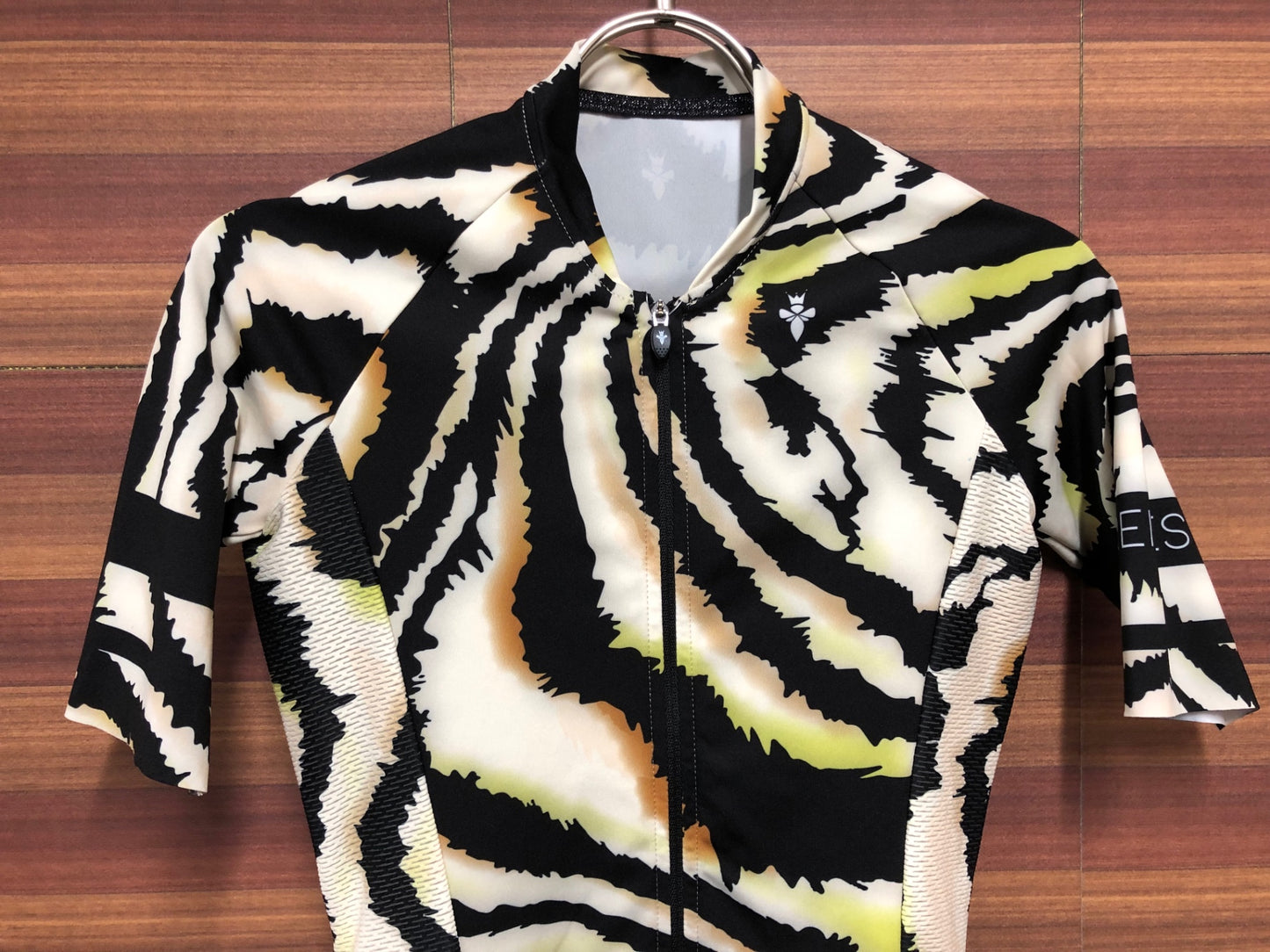 IR075 REINES 半袖 サイクルジャージ 白 黒 ゼブラ レディース XS