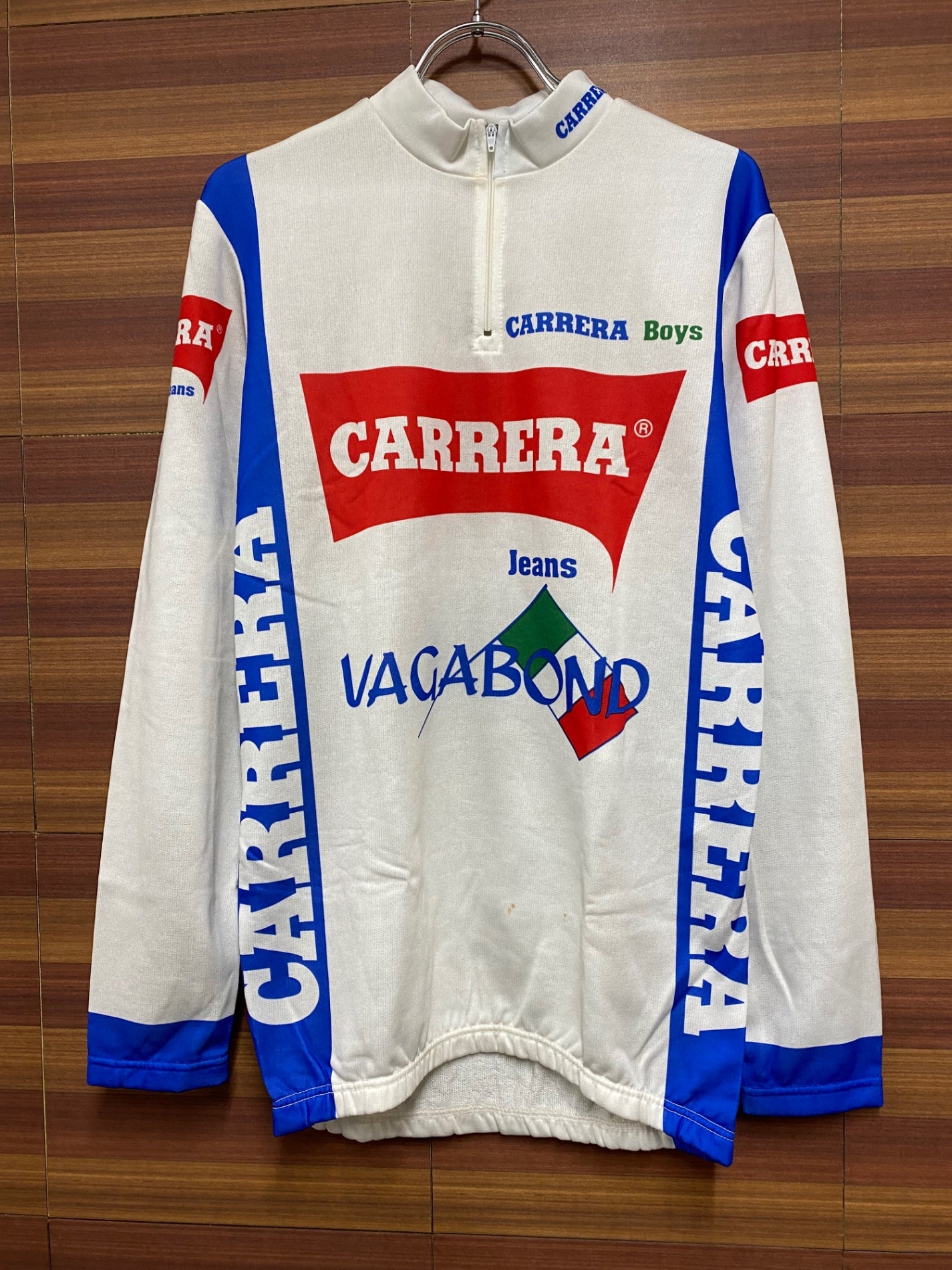 IC380 カレラ CARRERA 長袖サイクルジャージ 白 M ビンテージ 80's