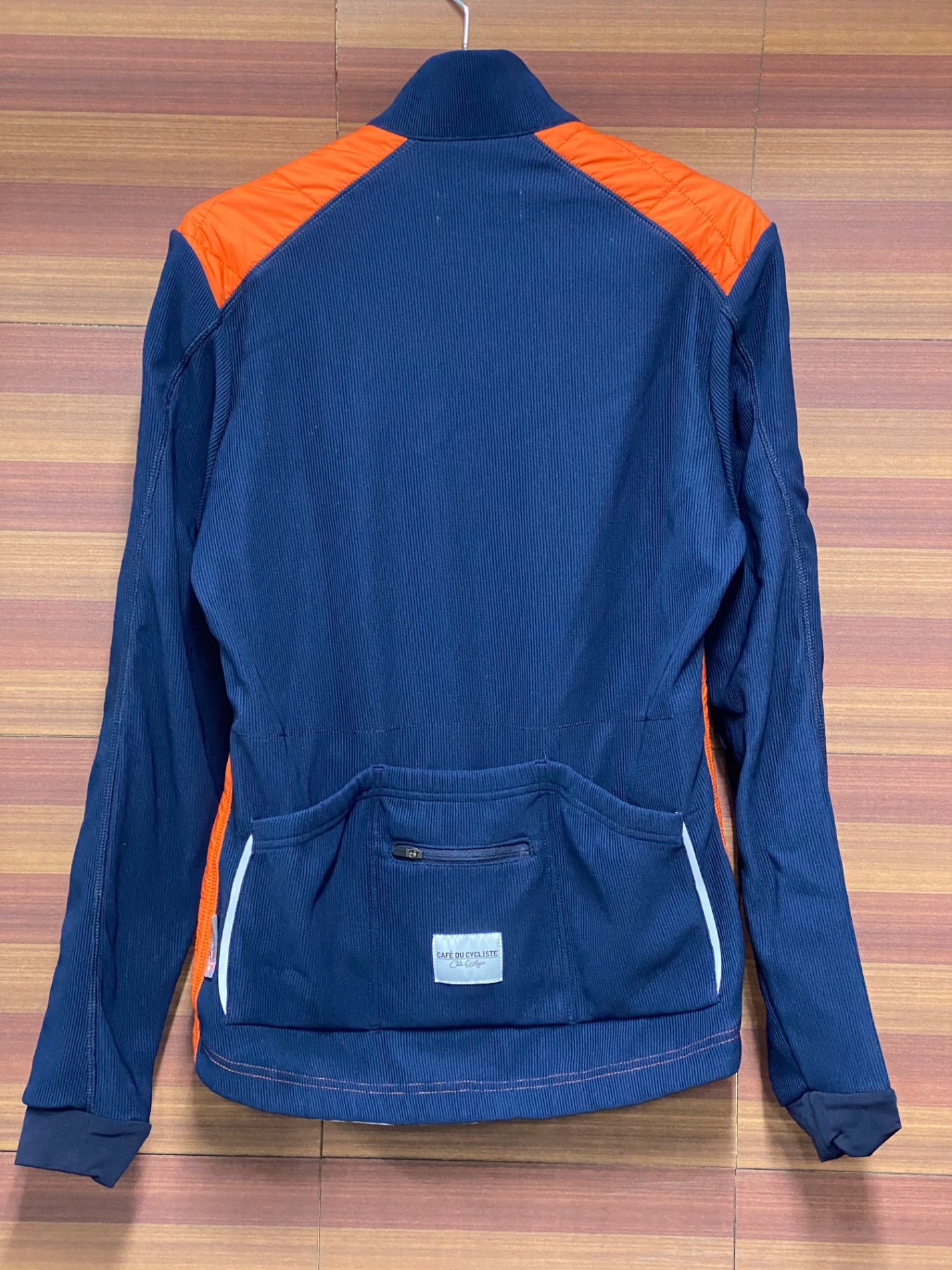 IU218 カフェドシクリステ Cafe du Cycliste LEONIE Man 長袖 サイクルジャケット 紺 オレンジ S 裏起毛