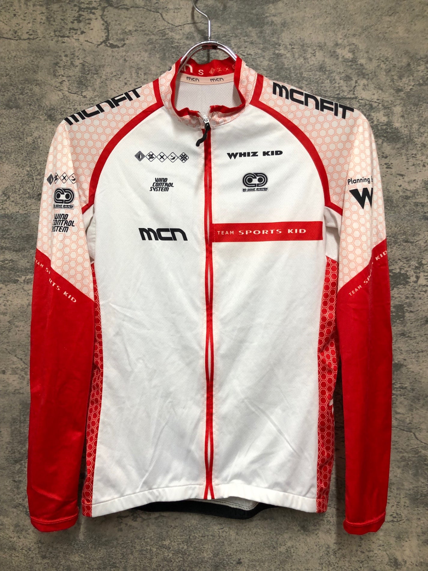 IZ892 mcn 長袖 サイクルジャージ 白 S sports kid