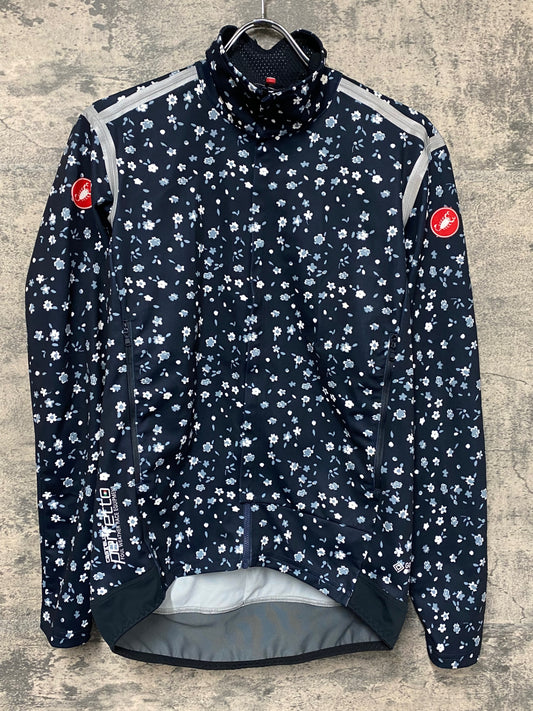 IZ055 カステリ CASTELLI ROSSO CORSA perfetto 長袖 サイクルジャケット 黒 花柄 L GORE-TEX