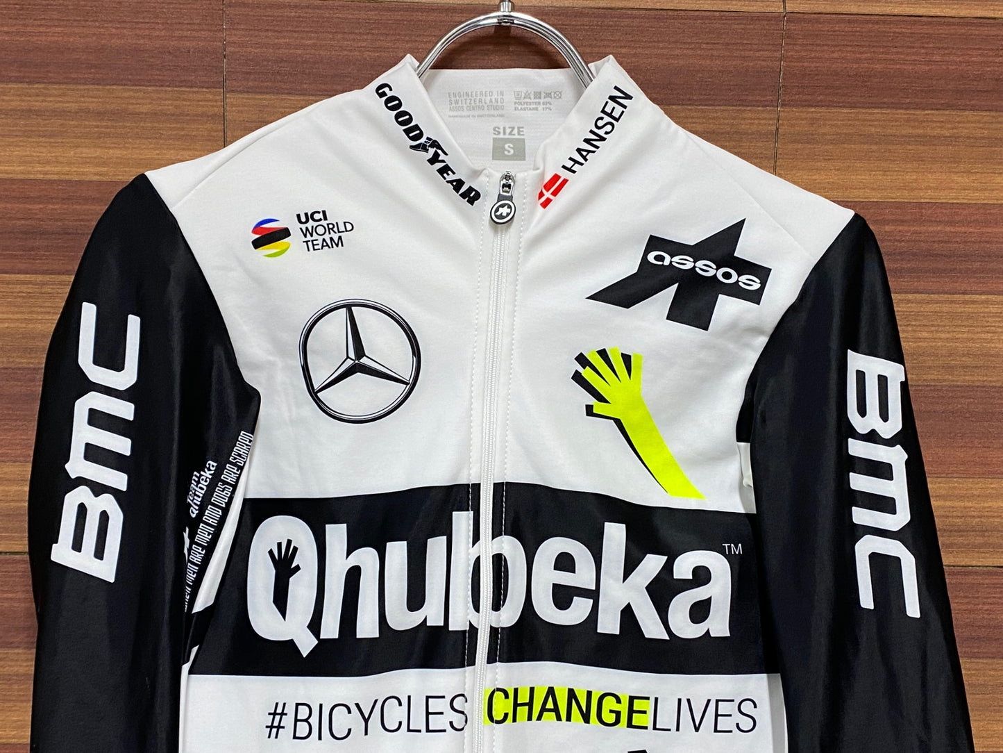 IN937 アソス assos Mens Qhubeka Jersey 長袖 サイクルジャージ 白 黒 S