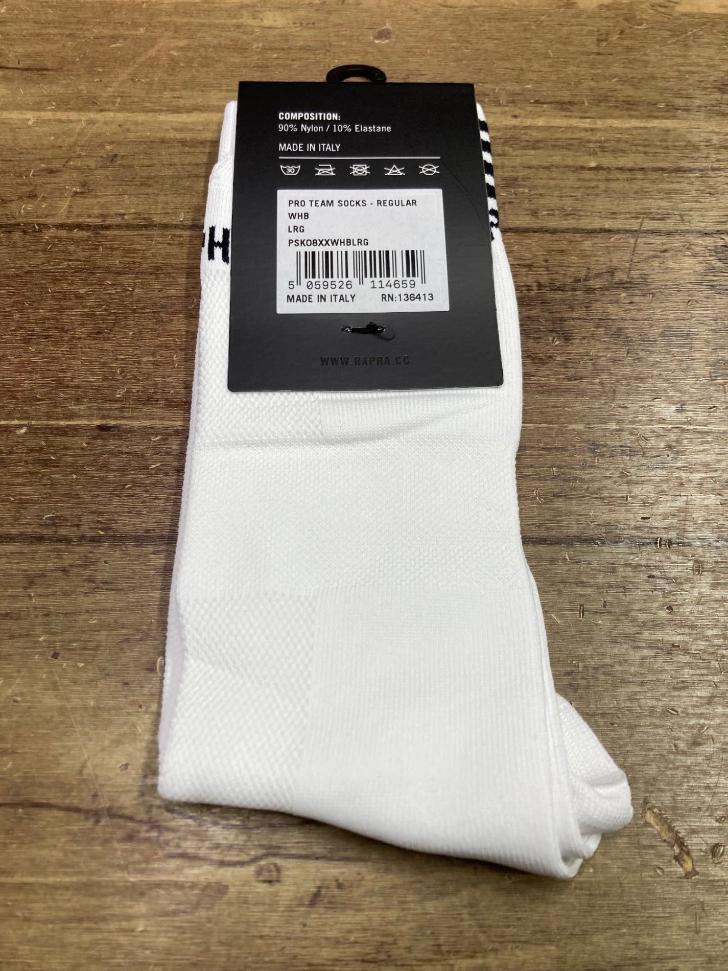 IJ599 ラファ Rapha PRO TEAM SOCKS サイクルソックス 白 L