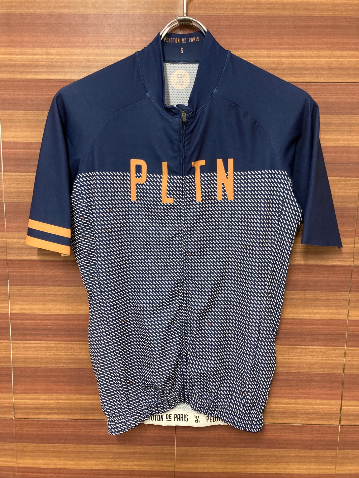IM346 プロトンドパリ PELOTON DE PARIS 半袖 サイクルジャージ 青 黒 S ※色あせ、タバコ臭あり