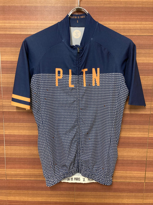 IM346 プロトンドパリ PELOTON DE PARIS 半袖 サイクルジャージ 青 黒 S ※色あせ、タバコ臭あり