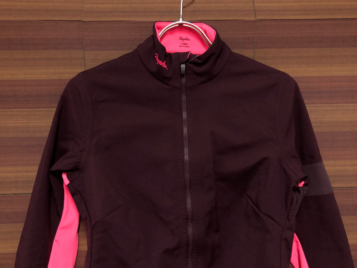 IO909 ラファ Rapha SOUPLESSE TRAINING JACKET WINE TASTING 長袖 サイクルジャケット ワインレッド ピンク XS 裏起毛 ※汚れ