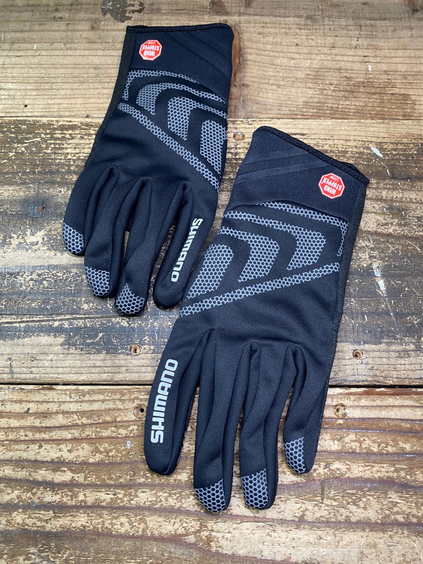 JC098 シマノ SHIMANO 長指 グローブ 黒 M WINDSTOPPER