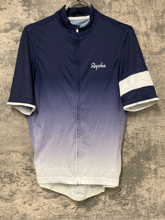 IW765 ラファ Rapha SUPER LIGHTWEIGHT JERSEY 半袖 サイクルジャージ ネイビー 白 M ※汚れ