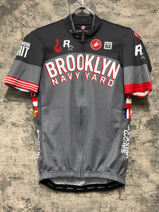 JC762 カステリ CASTELLI 半袖 サイクルジャージ グレー S BROOCKLYN NAVY YARD RED HOOK CRIT