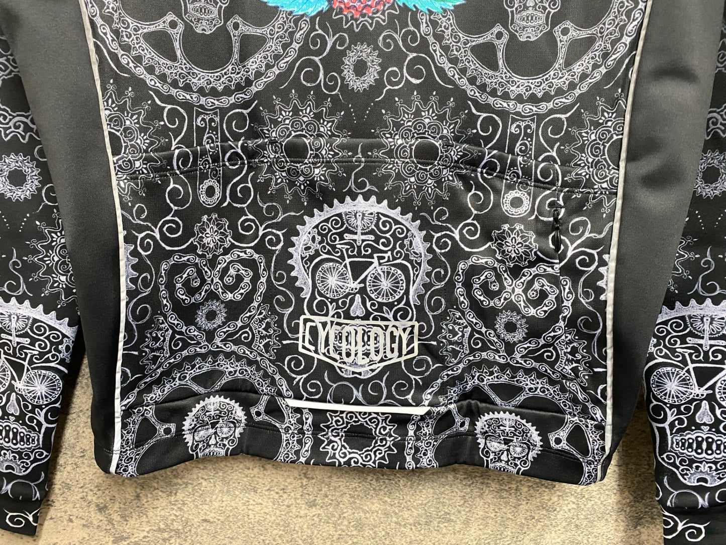 JC856 サイコロジー CYCOLOGY 長袖 サイクルジャージ 黒 龍 S 裏起毛