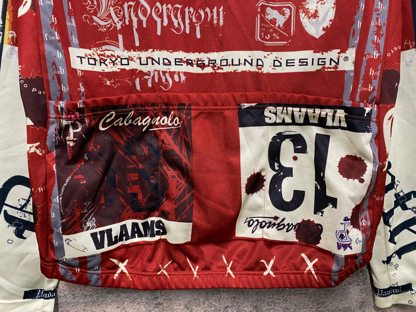 IY634 パンダーニ Pandani 長袖 サイクルジャージ 赤 白 L