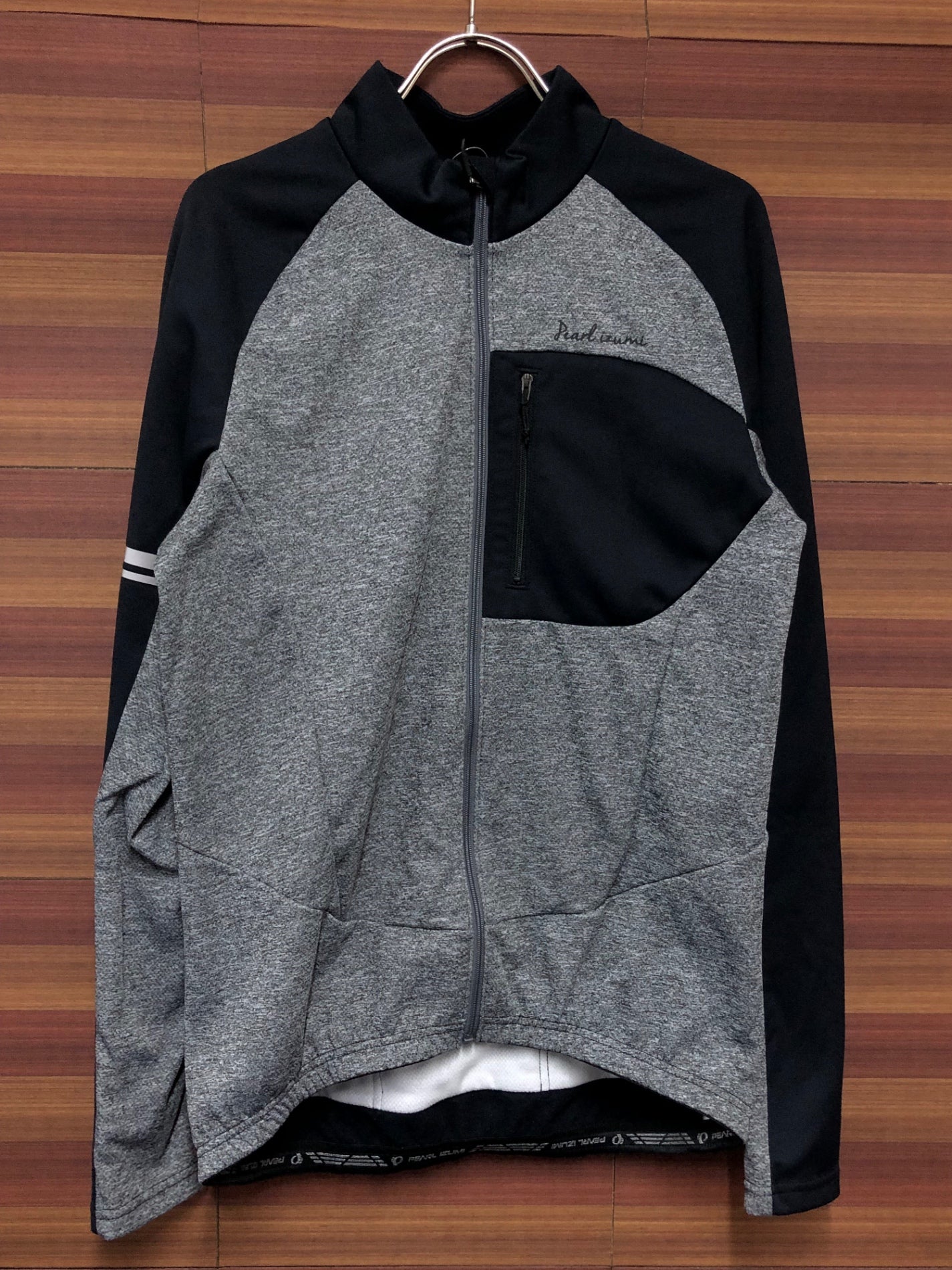 IQ698 パールイズミ PEARL iZUMi 長袖 サイクルジャケット グレー 黒 XL 裏起毛