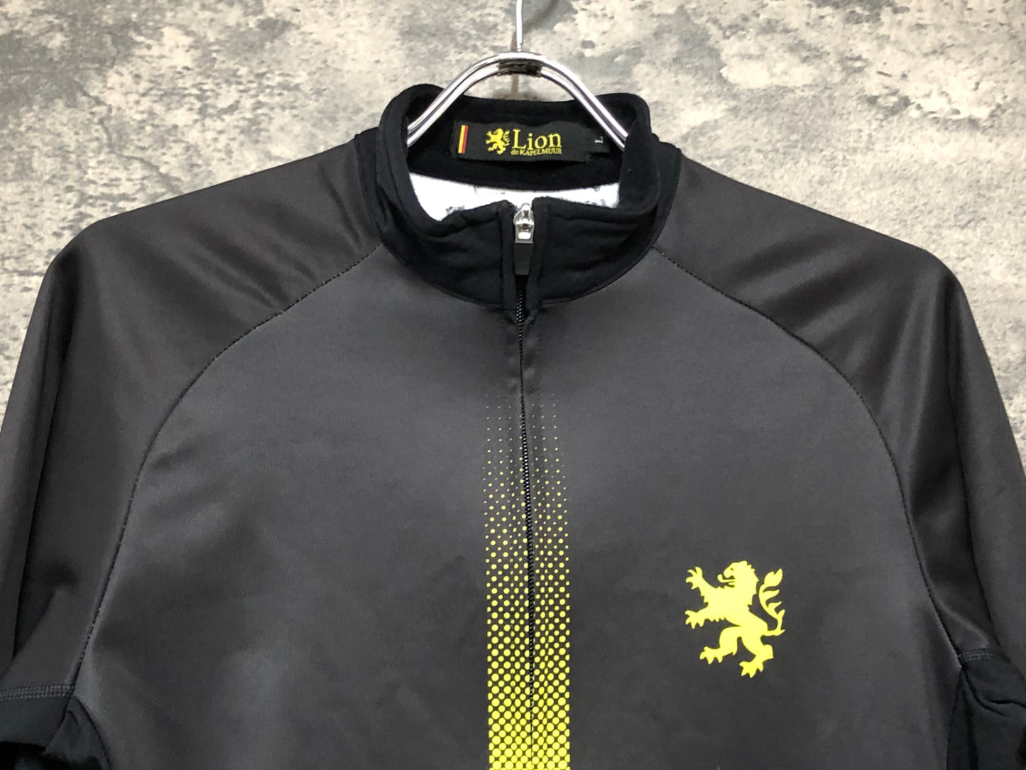 IZ098 リオンドカペルミュール Lion de KAPELMUUR 長袖 サイクルジャージ 裏起毛 黒 黄色 L