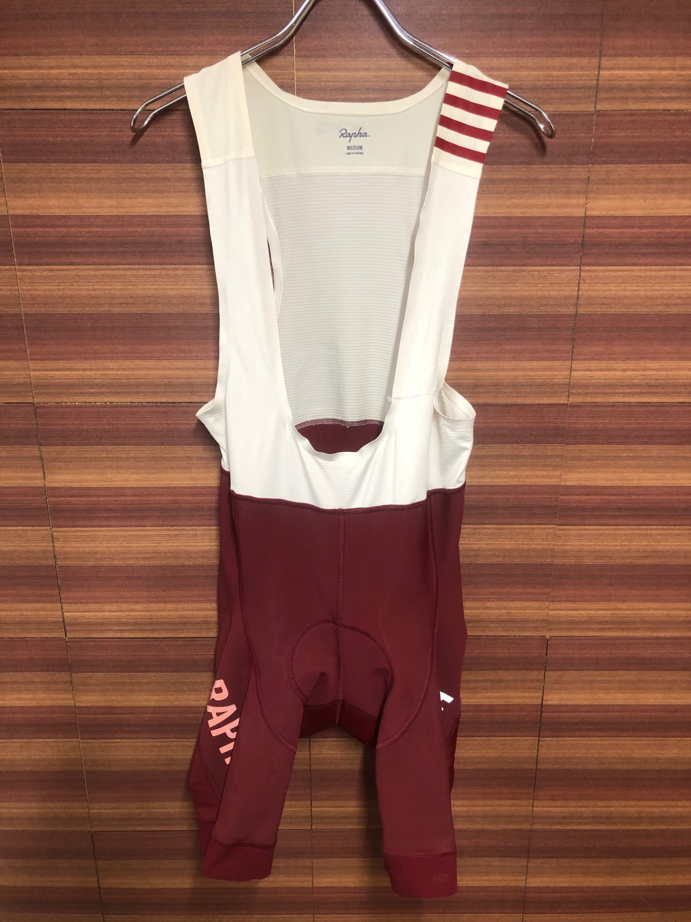 HZ304 ラファ Rapha PRO TEAM WINTER BIB SHORTS ビブショーツ バーガンディ 白 M 裏起毛