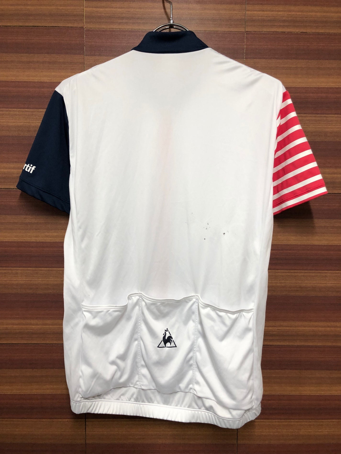 IH587 ルコックスポルティフ le coq sportif 半袖 サイクルジャージ 白 紺 M