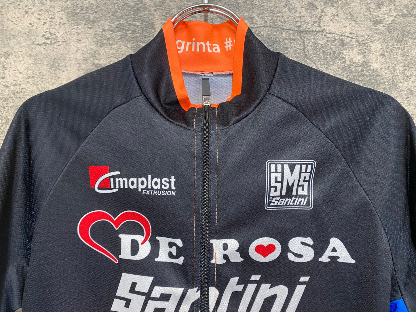 IW569 サンティーニ Santini デローザ DE ROSA 半袖 サイクルジャージ 黒オレンジ S ※擦れ有