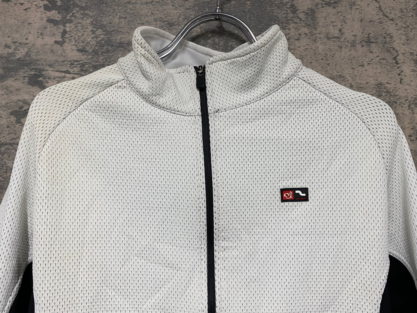 JA327 デマルキ DE MARCHI 長袖 サイクルジャージ 白 黒 M 裏起毛 ※汚れ