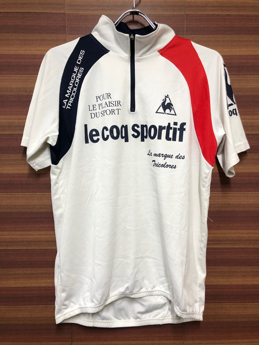 IJ790 ルコックスポルティフ lecoqsportif 半袖サイクルジャージ Lサイズ 白 ※ほつれあり