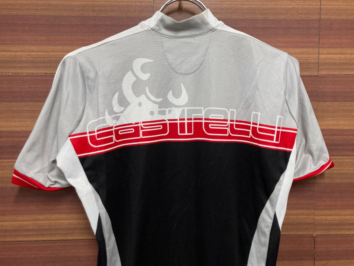 ID564 カステリ CASTELLI 半袖 サイクルジャージ 黒 グレー 赤 S