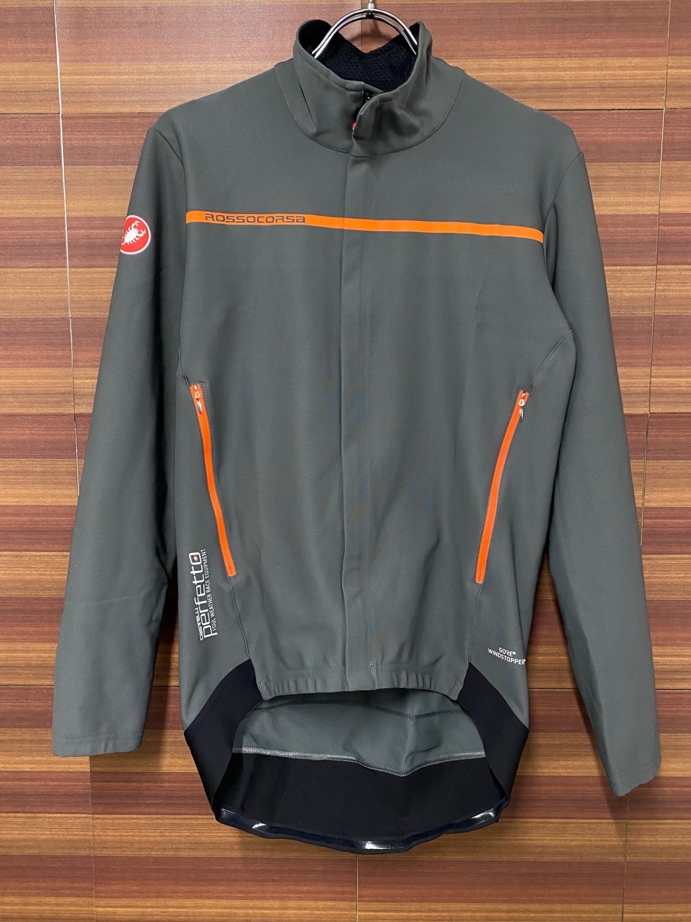 IT365 カステリ CASTELLI ロッソコルサ ROSSO CORSA perfetto 長袖 サイクルジャケット グレー L GORE-TEX INFINIUM