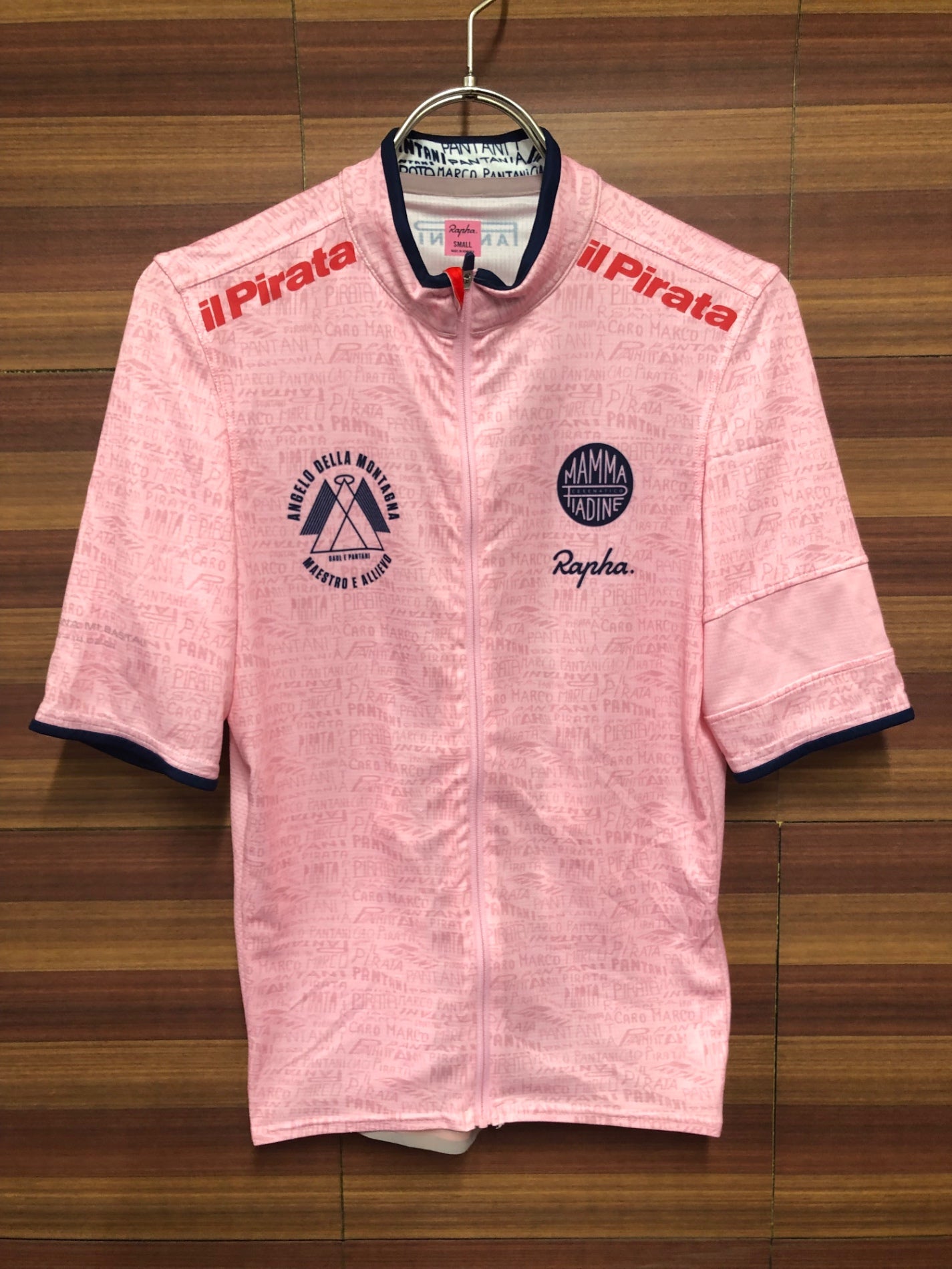 IQ354 ラファ Rapha Pantani Jersey 半袖 サイクルジャージ ピンク S 裾ゴム伸び
