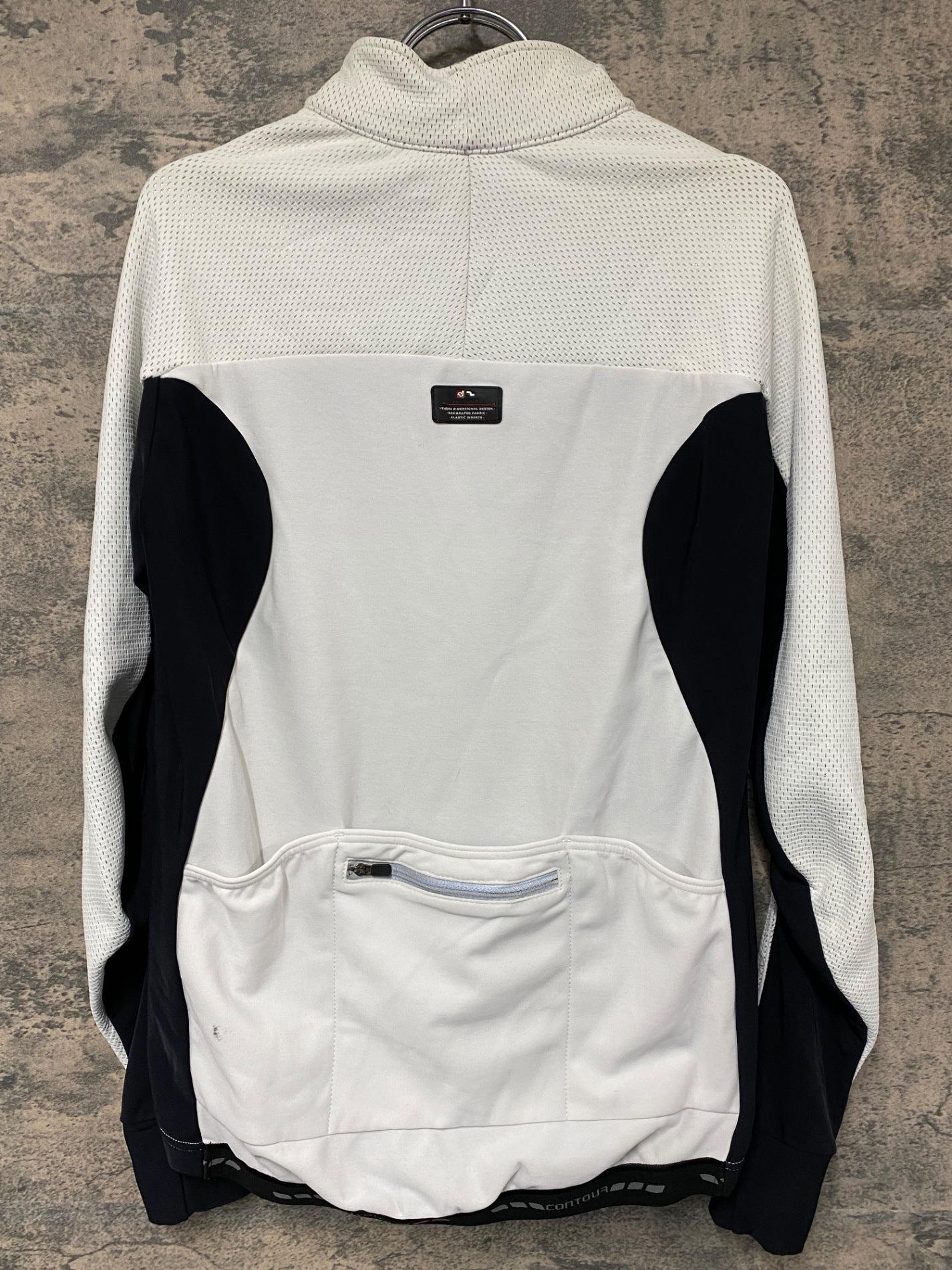 JA327 デマルキ DE MARCHI 長袖 サイクルジャージ 白 黒 M 裏起毛 ※汚れ