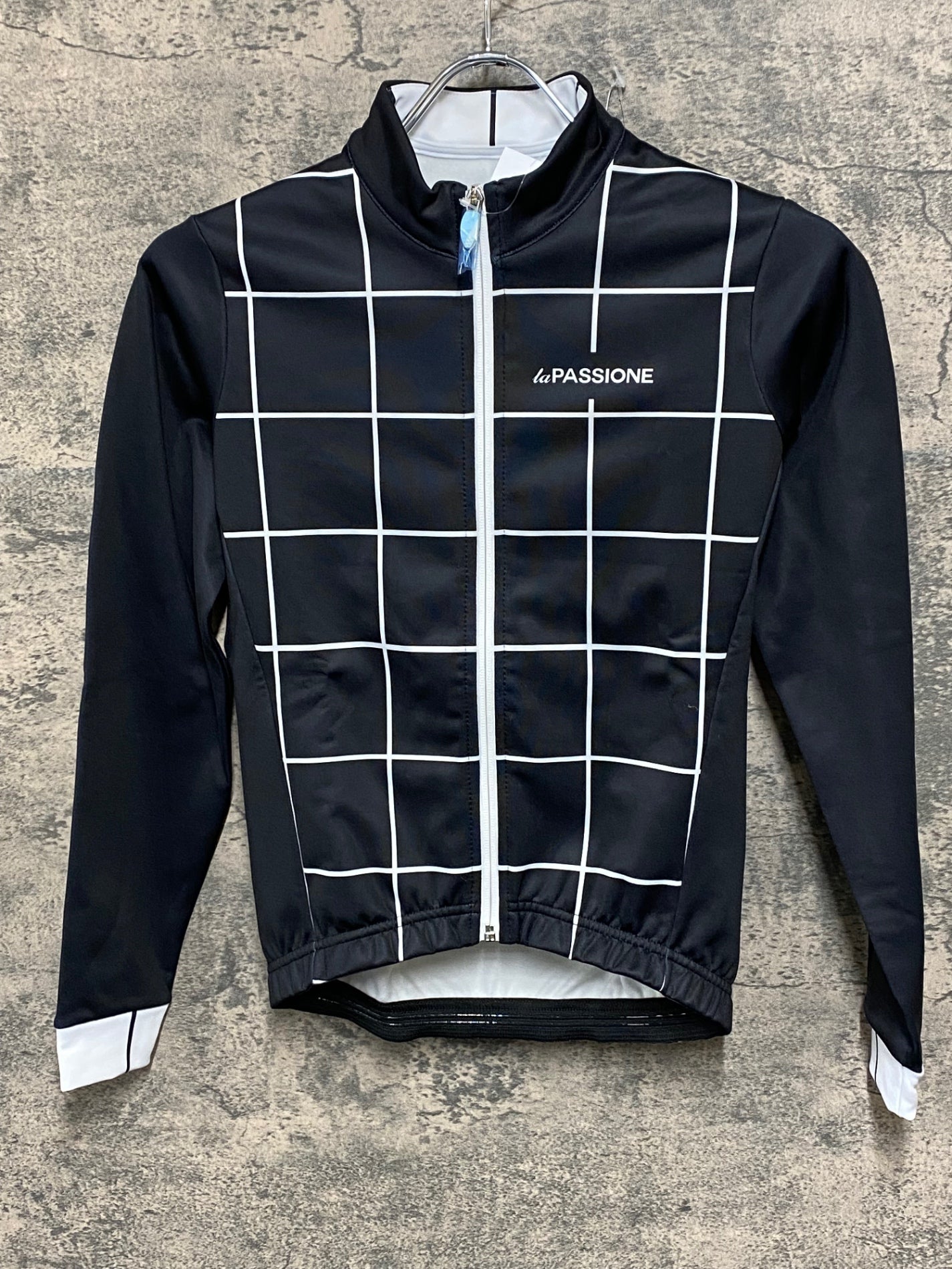 JB575 ラパッション la PASSIONE 長袖 サイクルジャージ 黒 白 XS 裏起毛